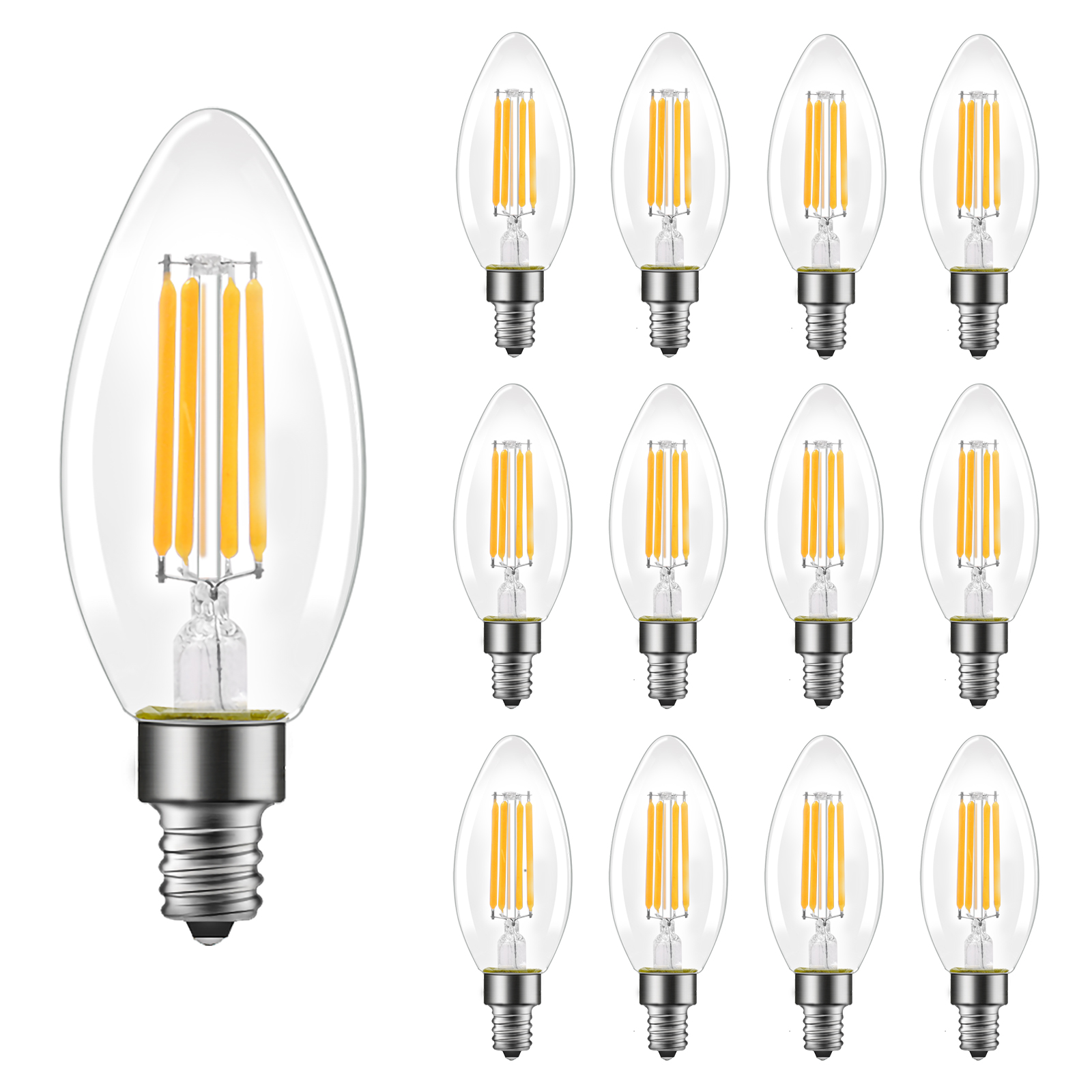 B11 LED Light Bulb, E12 Standard Base, 12 Pack 