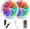  32.8ft 10m Dimmable LED Strip Lights, Flexible RGB Color Changing, 300 5050LEDs Light Strips Kit with Remote Controller 